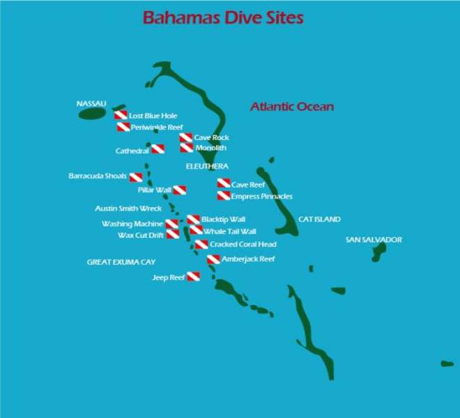 Bahamas Dive sites click to enlarge